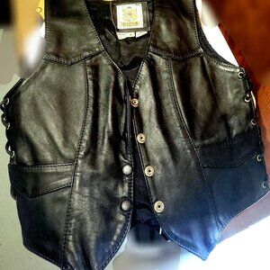 X Small Black Leather Vest